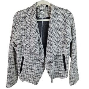 White House‎ Black Market Women's Blazer Jacket Tweed Black Pockets Size M